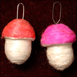 Antique Christmas ornament - cotton MUSHROOMS