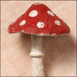 Antique Christmas ornament - cotton MUSHROOM