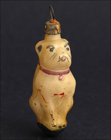 Vintage Christmas glass ornament BULLDOG