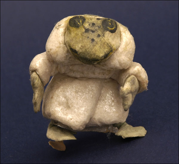 Antique Christmas ornament FROG on SLEDGE