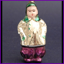 Antique silver glass Christmas ornament BOY IN WINTER DRESS
