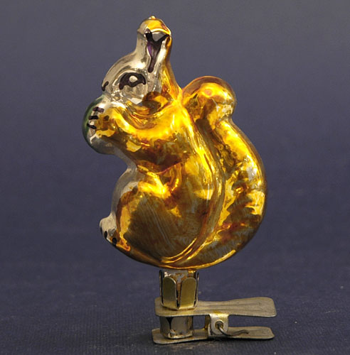 Antique Christmas ornament SQUIRREL with NUT