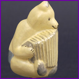 Antique Christmas ornament BEAR PLAYING ACCORDION