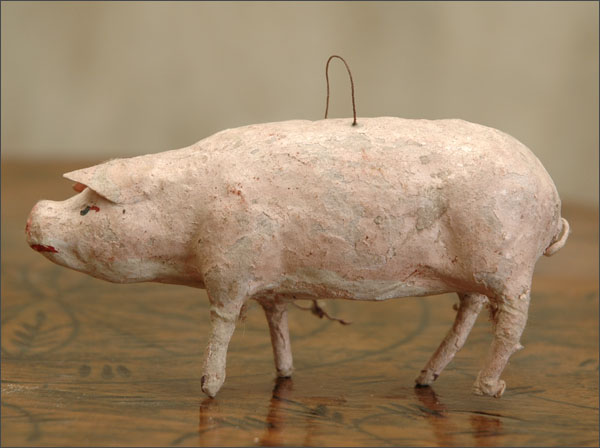 Antique Christmas cotton ornament PIG