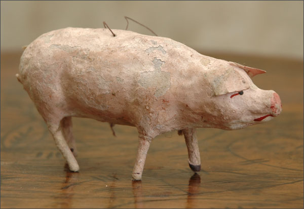 Antique Christmas cotton ornament PIG