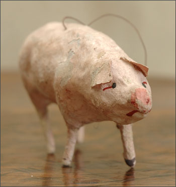 Antique Christmas cotton ornament PIG