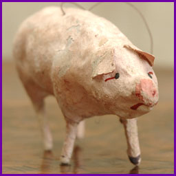Antique Christmas cotton ornament PIG
