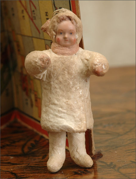 Antique Christmas cotton ornament GIRL