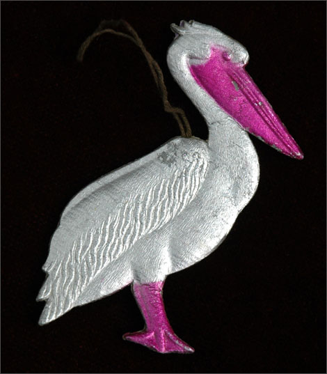 Antique Dresden Christmas ornament PELICAN