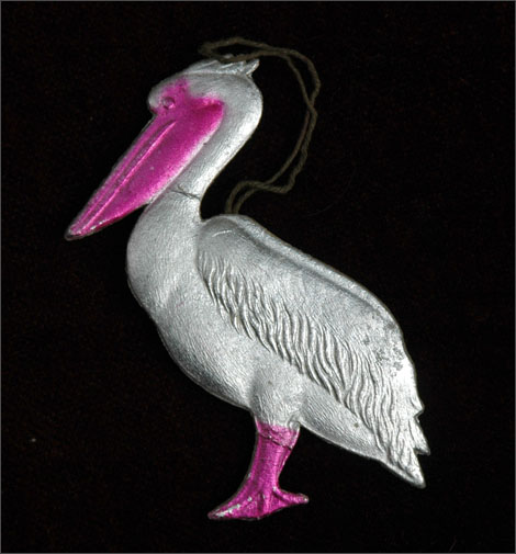 Antique Dresden Christmas ornament PELICAN