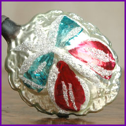 Antique German Christmas ornament BUTTERFLY on LEAF