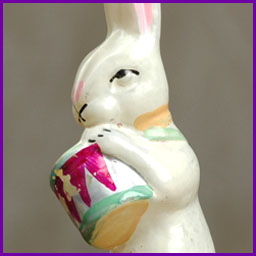Antique Christmas ornament RABBIT WITH DRUM