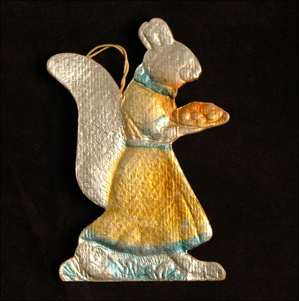 Old Dresden Christmas ornament SQUIRREL with PIE