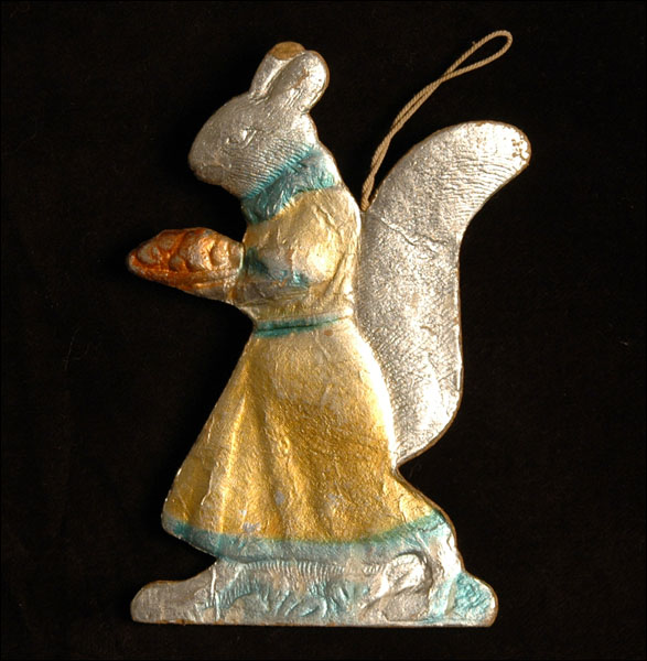 Old Dresden Christmas ornament SQUIRREL with PIE