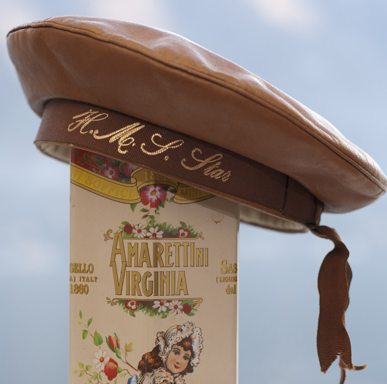 Tan leather Sailor Hat with Leon Mark