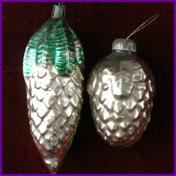 Antique Christmas ornament SET 2 SMALL CONES