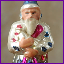 Antique CHRISTMAS ornament WIZARD w/ ROOSTER