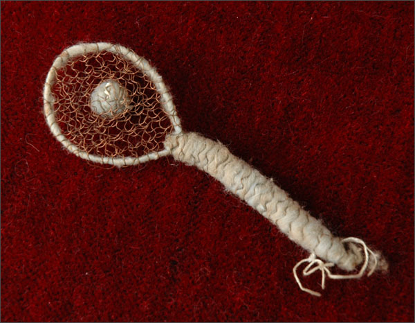 Antique Christmas wire & cotton ornament TENNIS ROCKET
