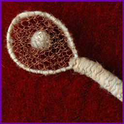 Antique Christmas wire & cotton ornament TENNIS ROCKET