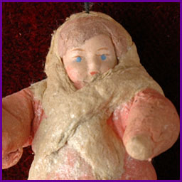 Antique Christmas cotton ornament GIRL