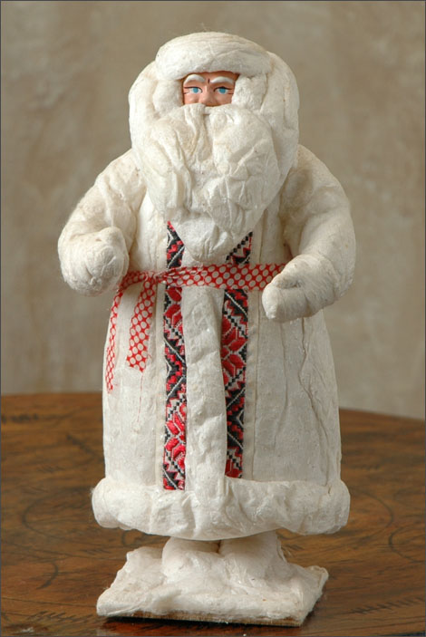 Antique Christmas cotton & paper mache SANTA figure