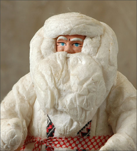 Antique Christmas cotton & paper mache SANTA figure