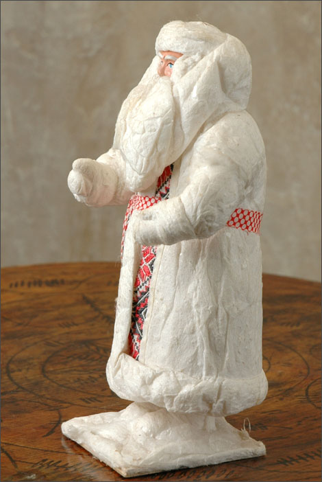 Antique Christmas cotton & paper mache SANTA figure