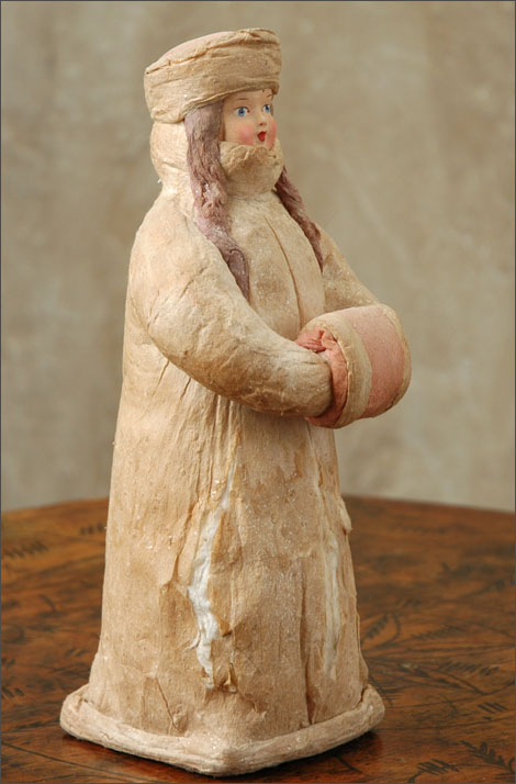 Antique Christmas cotton figure of SNOWGIRL
