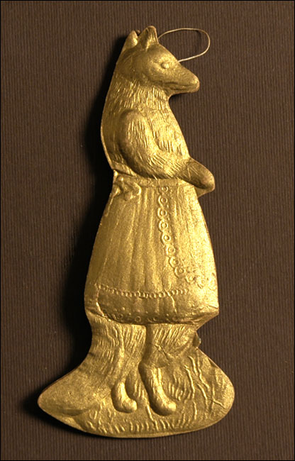 Old Dresden Christmas ornament FOX IN APRON