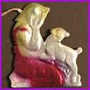 Vintage Christmas ornament GIRL with LAMB