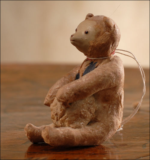 Antique Christmas cotton ornament BEAR with BALL