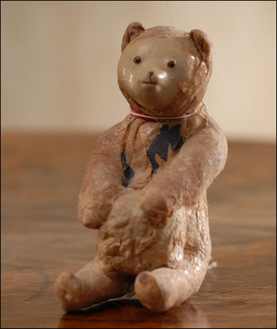 Antique Christmas cotton ornament BEAR with BALL
