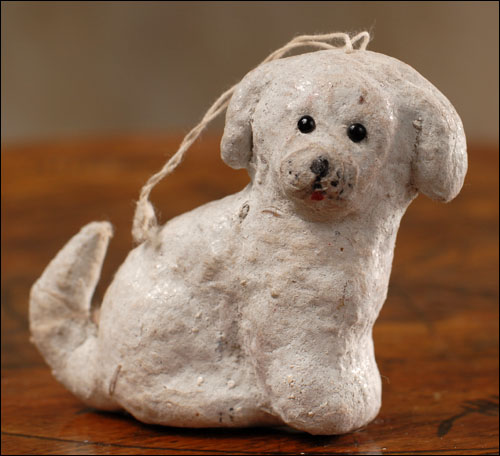 Antique Christmas cotton ornament PUPPY DOG