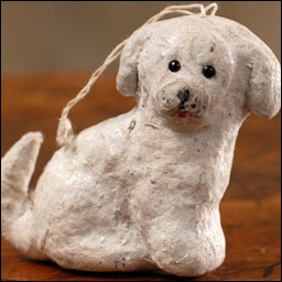 Antique Christmas cotton ornament PUPPY DOG