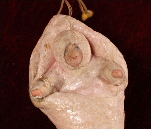 Antique Christmas cotton ornament SWADDLED BABY