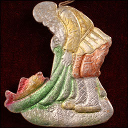 Antique Christmas Dresden ornament OLD FISHERMAN