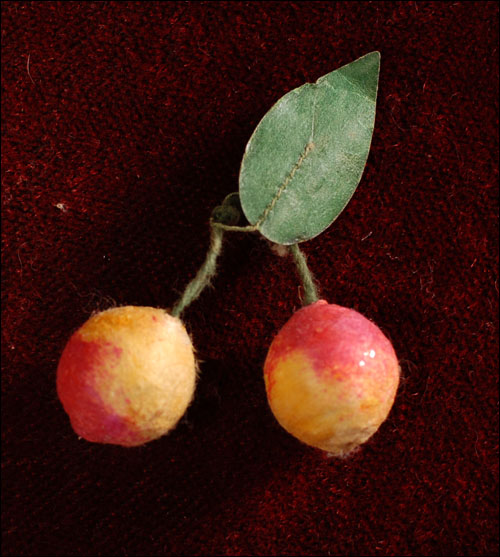 Antique Christmas ornament - cotton CHERRIES