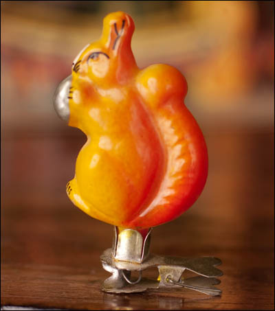 Antique Christmas ornament SQUIRREL With NUT