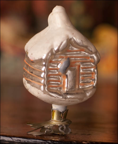 Antique Christmas ornament HUT OF CAT
