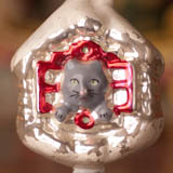 Antique Christmas ornament HUT OF CAT