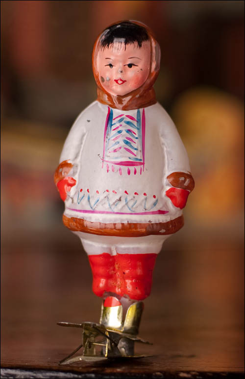 Antique Christmas ornament ESKIMO BOY