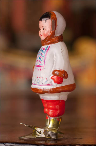 Antique Christmas ornament ESKIMO BOY