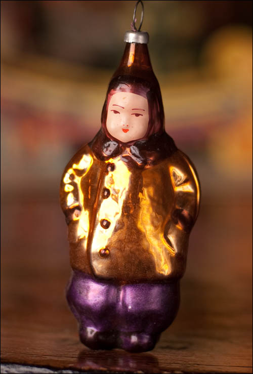 Antique Christmas ornament BOY IN WINTER DRESS