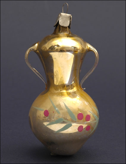 Vintage Christmas free-blown glass ornament VASE