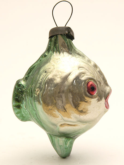 Antique CHRISTMAS glass ornament FISH