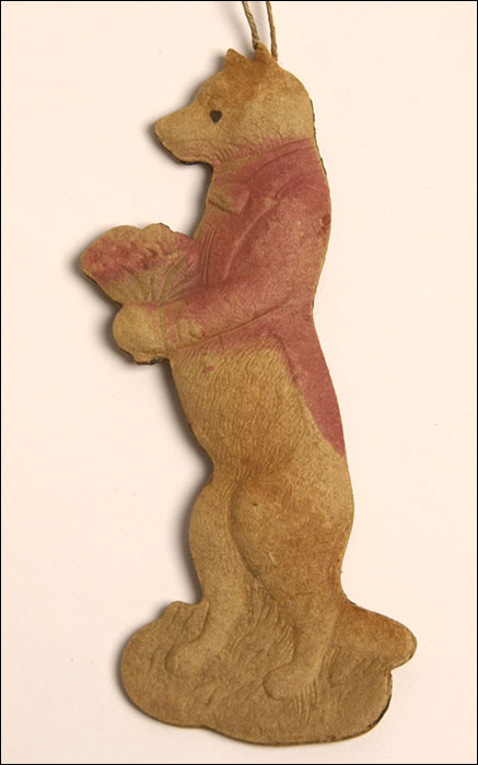 Old Dresden Christmas ornament WOLF w/ POSY