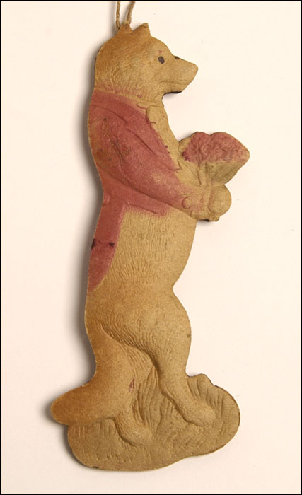 Old Dresden Christmas ornament WOLF w/ POSY