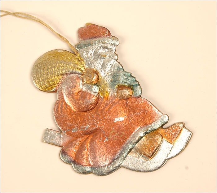 Old Dresden Christmas ornament SANTA on SLEDGE