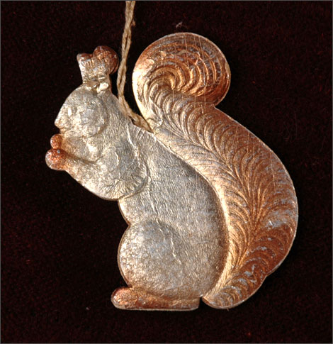 Antique Christmas ornament SQUIRREL With NUT