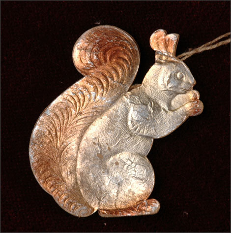 Antique Christmas ornament SQUIRREL With NUT
